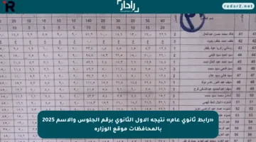 «رابط ثانوي عام» نتيجة الأول الثانوي برقم الجلوس والاسم 2025 بالمحافظات موقع الوزارة